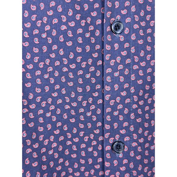 Mizzen + Main Leeward Shirt Trim Fit Blue Mini Paisley LS Stretch Button Up XL - Picture 5 of 8